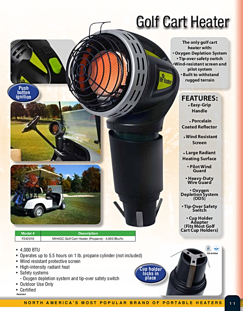 Mr. Heater 4,000 BTU Golf Cart Heater info card